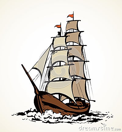 Sailing vessel. Vector drawing Vector Illustration