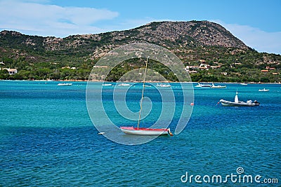 Sailing on the waters of Sardinia, in Italy Editorial Stock Photo