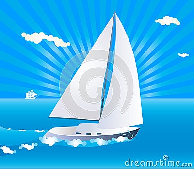 Sailing yacht. Vector Illustration