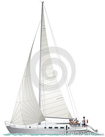 Sailing Yacht Vector Illustration