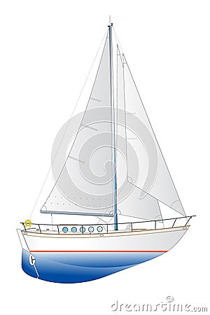 Sailing yacht illustration Vector Illustration