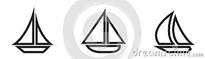 Sailing yacht line icon set. sea travel transport symbols Vector Illustration