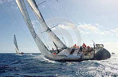 Sailing yacht race. Yachting. Sailing yachts in the sea Stock Photo