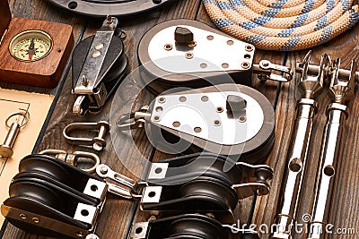 Sailing yacht rigging equipment Stock Photo