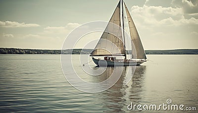 Sailing yacht on tranquil blue waters, a luxurious recreational pursuit generated by AI Stock Photo