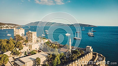 sailing yachts in Port. Yachts in sunset bay. Sailing boats sunset scene. Sunset yachts view. Yachts in sunset bay. Editorial Stock Photo