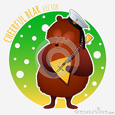 Sailor bear plays on the balalaika Vector Illustration