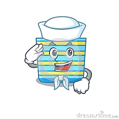 Sailor cartoon character of beach bag with white hat Vector Illustration