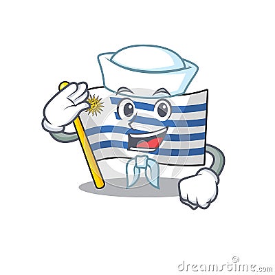 Sailor cartoon flag uruguay in with mascot Vector Illustration