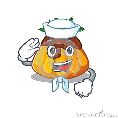 Sailor christmas pudding served on mascot plate Vector Illustration