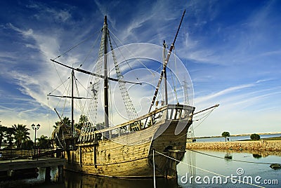 Sailor, Christopher Columbus - Ship detail. Stock Photo