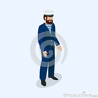 Sailor, firefighter and doctor as professional people. Vector Illustration