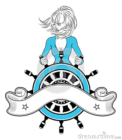 Sailor girl emblem Vector Illustration