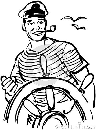 Sailor At The Helm Vector Illustration