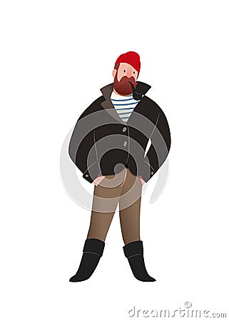 Sailor. Professional fisherman, handson work profession. Character illustration isolated on white background. Vector illustration. Vector Illustration