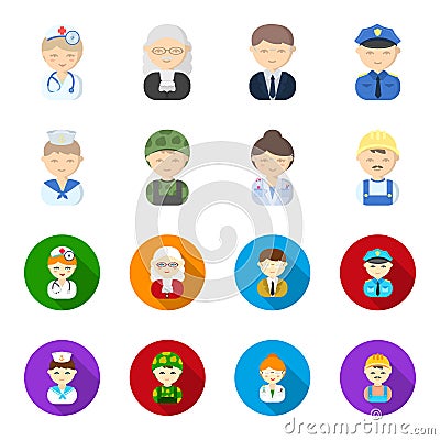 Sailor, soldier, scientist, builder.Profession set collection icons in cartoon,flat style vector symbol stock Vector Illustration