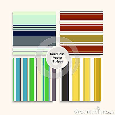 Sailor Stripes Seamless Pattern Set. Childrens Vector Illustration