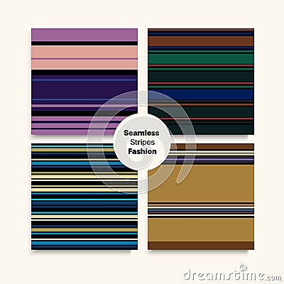 Sailor Stripes Seamless Texture Set. Summer Vector Illustration