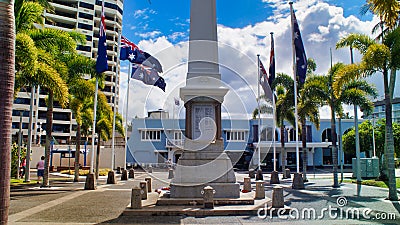 Cairns, Australia, city view. World War I memorial. Monument. Editorial Stock Photo