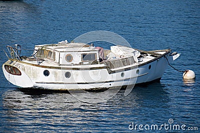 Sailsboat on mooring buoy Editorial Stock Photo