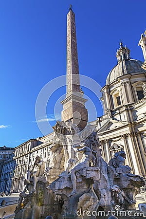 Saint Agnese In Agone Church Obelisk Piazza Navona Rome Italy Stock Photo