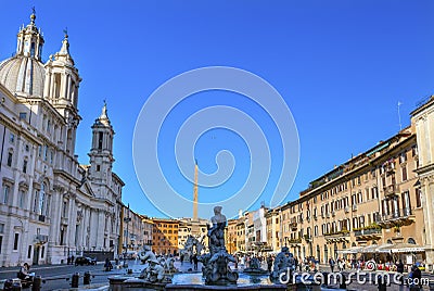 Saint Agnese In Agone Church Obelisk Piazza Navona Rome Italy Editorial Stock Photo