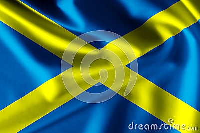 Saint Alban Cross realistic flag illustration. Cartoon Illustration