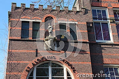 Saint aloysius primary school at the spieringstraat in old town of Gouda in the Netherlands Editorial Stock Photo