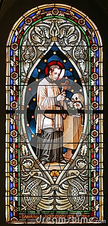 Saint Aloysius, Stained glass Editorial Stock Photo
