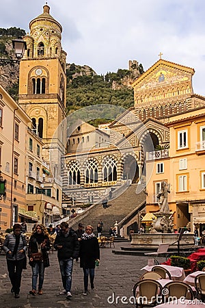 Saint Andrew`s Cathedral. Amalfi. Italy Editorial Stock Photo