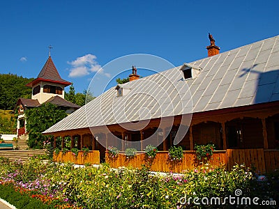 The Saint Ann Monastery, high above Orsova and the river Danube, Mehedinti County, Romania Stock Photo