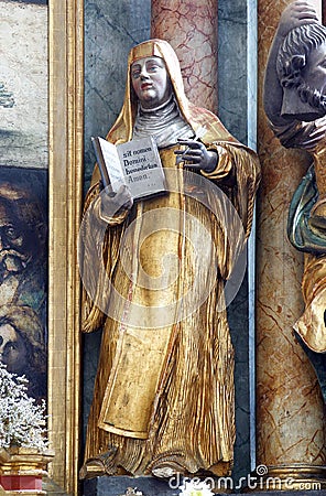 Saint Anne, a statue on the main altar in the parish church of St. Leopold Mandic in Orehovica, Croatia Editorial Stock Photo