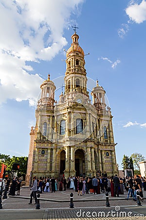 Saint Anthony Church - Templo de San Antonio de Padua, Aguascalie Editorial Stock Photo