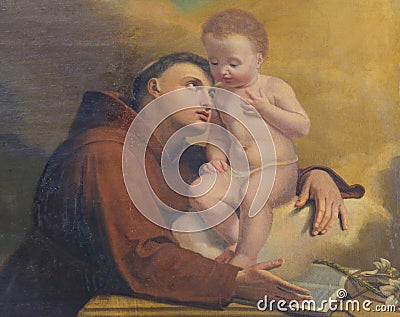 Saint Anthony of Padua in the Cathedral of Trento Editorial Stock Photo