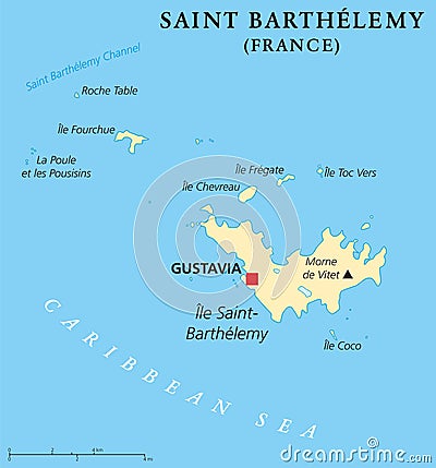 Saint Barthelemy Political Map Vector Illustration