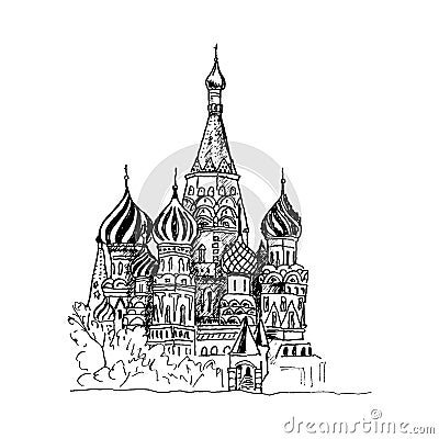 Saint Basil Cathedral in Moscow Urban View Vector Illustration Vector Illustration