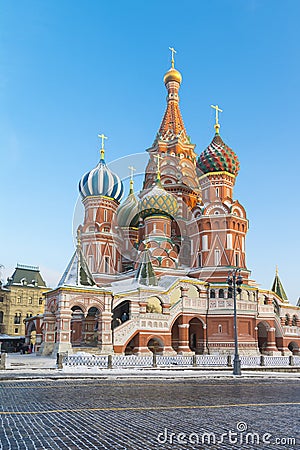 Saint Basil`s Cathedral Cathedral of Vasily the Blessed in Moscow, Russia. Stock Photo