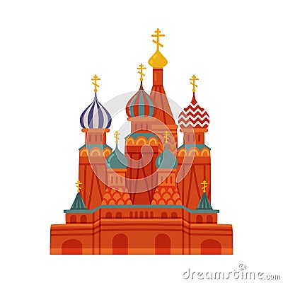 Saint Basil's Cathedral as Russian Orthodox Church in Red Square of Moscow Vector Illustration Vector Illustration