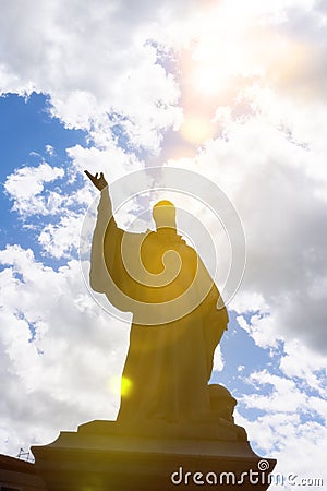 Saint Benedict statue in Nursia Italy Stock Photo