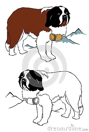 Saint bernard dog Cartoon Illustration