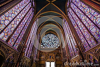 Saint Chapelle stained windows glass Stock Photo
