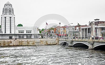 Saint Charles Municipal Building along Fox River Editorial Stock Photo