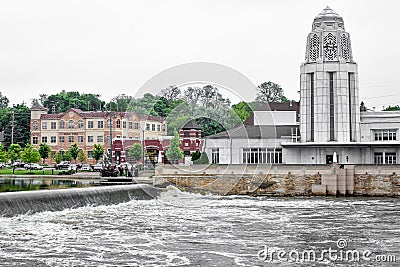 Saint Charles Municipal Building along Fox River Editorial Stock Photo