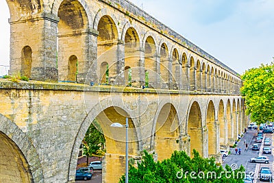 Saint Clement aqueduct in Montpellier, France Editorial Stock Photo