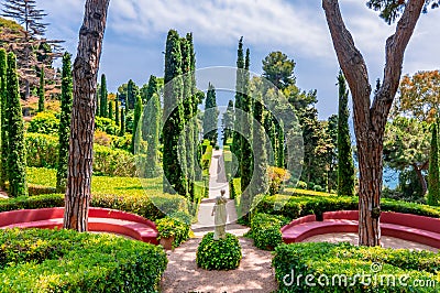 Saint Clotilde garden (Jardines de Santa Clotilde) in summer, Lloret del Mar, Spain Stock Photo