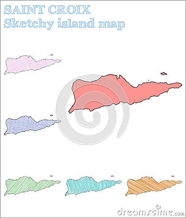 Saint Croix sketchy island. Vector Illustration