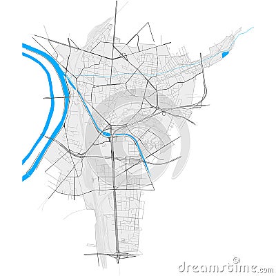 Saint-Denis, France Black and White high resolution vector map Vector Illustration