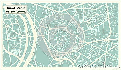 Saint-Denis France City Map in Retro Style. Outline Map Stock Photo
