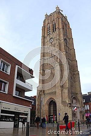 The Saint Eloi Belfry in Dunkirk, France Editorial Stock Photo