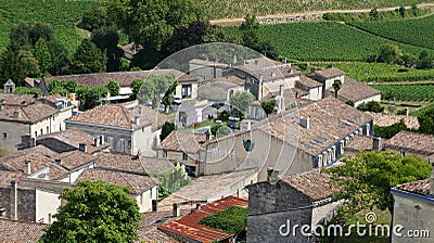 Saint emillion villages surrounded by vineyard Stock Photo